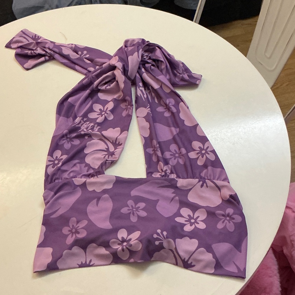 O-Mighty Lavender Floral Halter Top